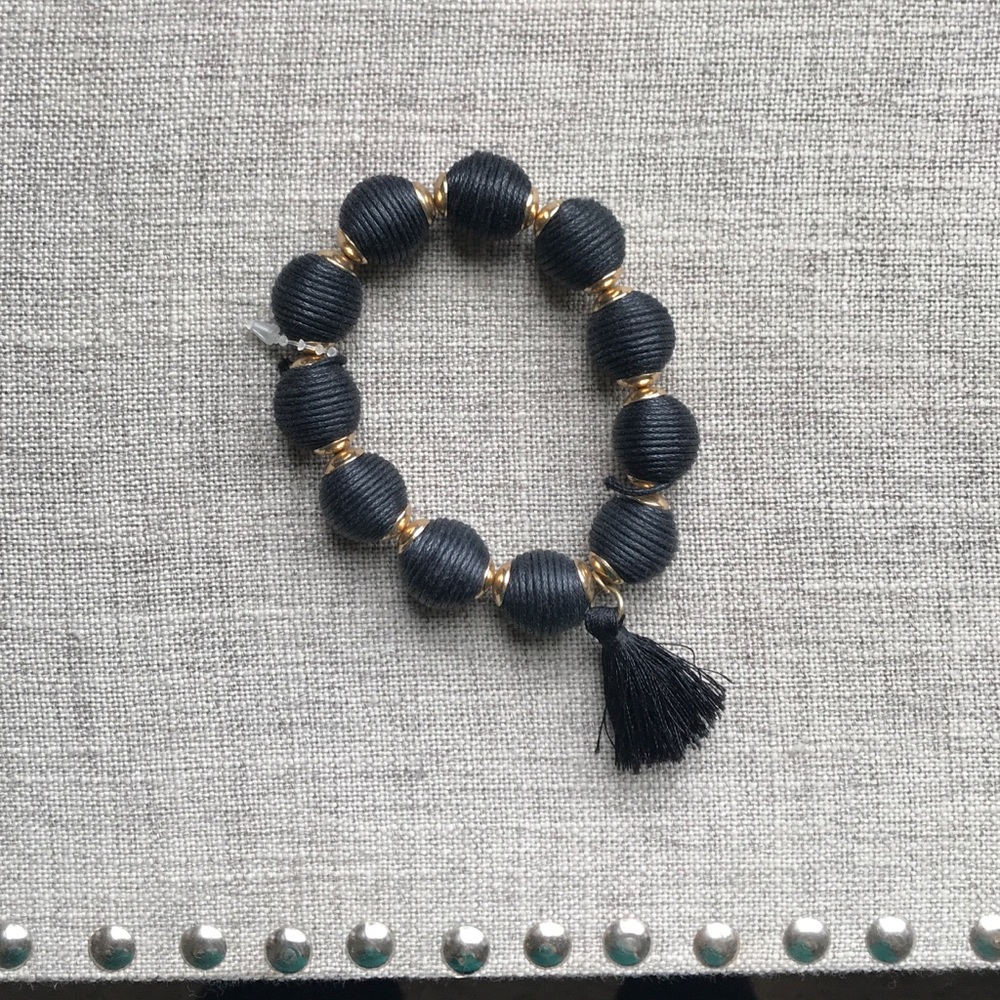 Black beaded fray bracelet